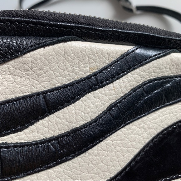 Brighton Zebra Print Leather Crossbody Bag Purse Black White Small - Picture 11 of 11